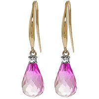 Pink Topaz and Diamond Drop Earrings 4.5ctw in 9ct Gold