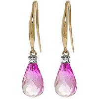 pink topaz and diamond drop earrings 45ctw in 9ct gold