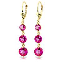 Pink Topaz Trinity Drop Earrings 7.2ctw in 9ct Gold