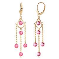 pink topaz faro drop earrings 30ctw in 9ct gold