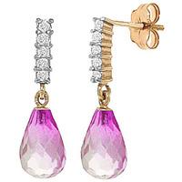 pink topaz and diamond stem droplet earrings 45ctw in 9ct gold