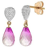 pink topaz and diamond droplet earrings 45ctw in 9ct gold