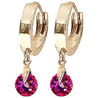 pink topaz huggie drop earrings 20ctw in 9ct gold