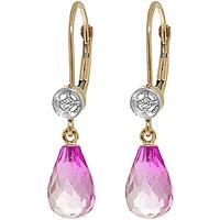 pink topaz and diamond illusion drop earrings 45ctw in 9ct gold