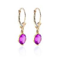 Pink Topaz Drop Earrings 3.1ctw in 9ct Gold