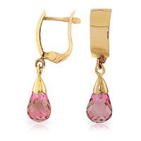 pink topaz teardrop briolette earrings 25ctw in 9ct gold