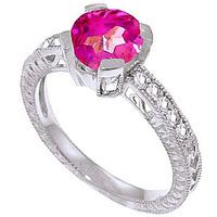 Pink Topaz and Diamond Renaissance Ring 1.5ct in 9ct White Gold