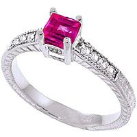 Pink Topaz and Diamond Shoulder Set Ring 0.5ct in 9ct White Gold