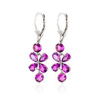 Pink Topaz Blossom Drop Earrings 5.32ctw in 9ct White Gold