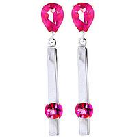 Pink Topaz Bar Drop Earrings 4.25ctw in 9ct White Gold