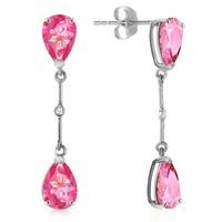 Pink Topaz and Diamond Drop Earrings 7.0ctw in 9ct White Gold