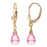 Pink Topaz Droplet Briolette Earrings 4.5ctw in 9ct Gold