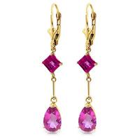 Pink Topaz Drop Earrings 4.95ctw in 9ct Gold