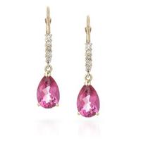 Pink Topaz and Diamond Belle Drop Earrings 3.0ctw in 9ct Gold