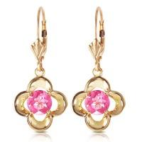 Pink Topaz Corona Drop Earrings 1.1ctw in 9ct Gold