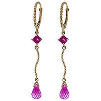 Pink Topaz Twist Drop Earrings 3.5ctw in 9ct Gold