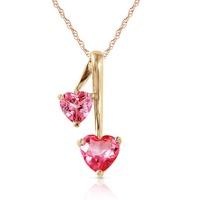 pink topaz twin heart pendant necklace 14ctw in 9ct gold