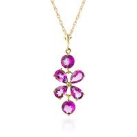 Pink Topaz Blossom Pendant Necklace 3.15ctw in 9ct Gold