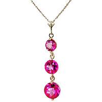 pink topaz trinity pendant necklace 36ctw in 9ct gold