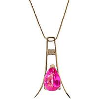 pink topaz eiffel pendant necklace 15ct in 9ct gold