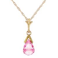 Pink Topaz Droplet Briolette Pendant Necklace 2.5ct in 9ct Gold