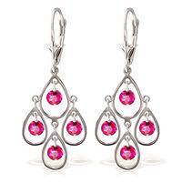 Pink Topaz Quadruplo Milan Drop Earrings 2.4ctw in 9ct White Gold