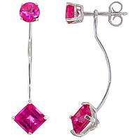 Pink Topaz Lure Drop Earrings 4.15ctw in 9ct White Gold