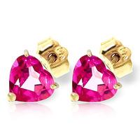 Pink Topaz Heart Stud Earrings 3.25ctw in 9ct Gold