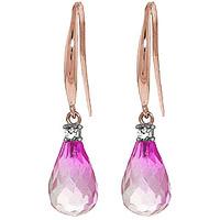 pink topaz and diamond drop earrings 45ctw in 9ct rose gold