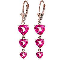 pink topaz triple heart drop earrings 60ctw in 9ct rose gold