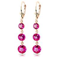 pink topaz trinity drop earrings 72ctw in 9ct rose gold