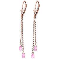 Pink Topaz Demi Chain Briolette Drop Earrings 2.5ctw in 9ct Rose Gold