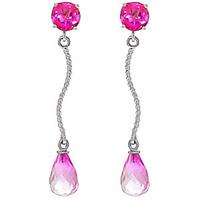 Pink Topaz Lure Drop Earrings 4.3ctw in 9ct White Gold