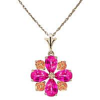 pink topaz and citrine sunflower pendant necklace 243ctw in 9ct gold