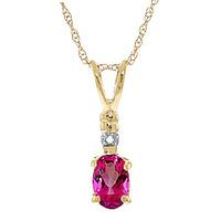 pink topaz and diamond pendant necklace 045ct in 9ct gold