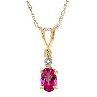 Pink Topaz and Diamond Pendant Necklace 0.45ct in 9ct Gold