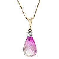 pink topaz and diamond pendant necklace 225ct in 9ct gold