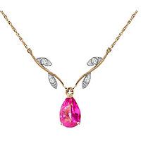 pink topaz and diamond vine branch pendant necklace 15ct in 9ct gold