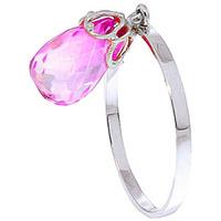 Pink Topaz Crown Briolette Ring 3.0ct in 9ct White Gold