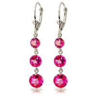 Pink Topaz Trinity Drop Earrings 7.2ctw in 9ct White Gold