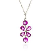 Pink Topaz Blossom Pendant Necklace 3.15ctw in 9ct White Gold