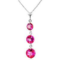 Pink Topaz Trinity Pendant Necklace 3.6ctw in 9ct White Gold