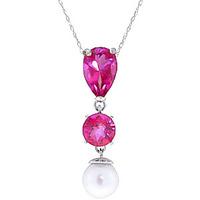 pink topaz and pearl hourglass pendant necklace 525ctw in 9ct white go ...