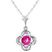 pink topaz corona pendant necklace 055ct in 9ct white gold