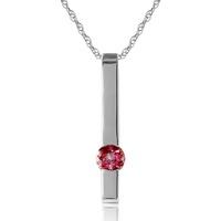 pink topaz bar drop pendant necklace 025ct in 9ct white gold