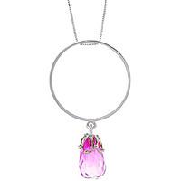 Pink Topaz Infinity Briolette Pendant Necklace 3.0ct in 9ct White Gold