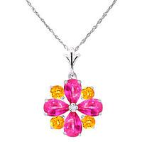 pink topaz and citrine sunflower pendant necklace 243ctw in 9ct white  ...