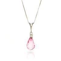 pink topaz and diamond pendant necklace 225ct in 9ct white gold