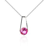 pink topaz embrace pendant necklace 145ct in 9ct white gold