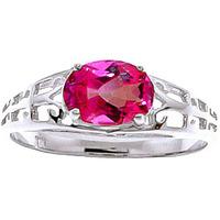 Pink Topaz Catalan Filigree Ring 1.15ct in 9ct White Gold